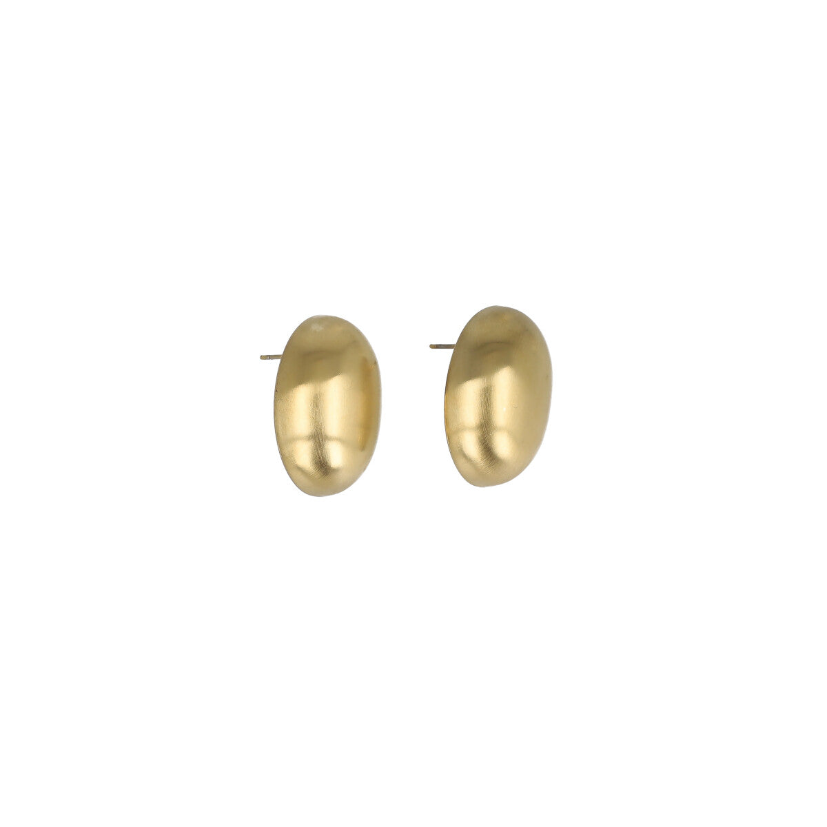 Orecchini bottone ovale oro satinato eleganti donna Dudù Bijoux Aversa