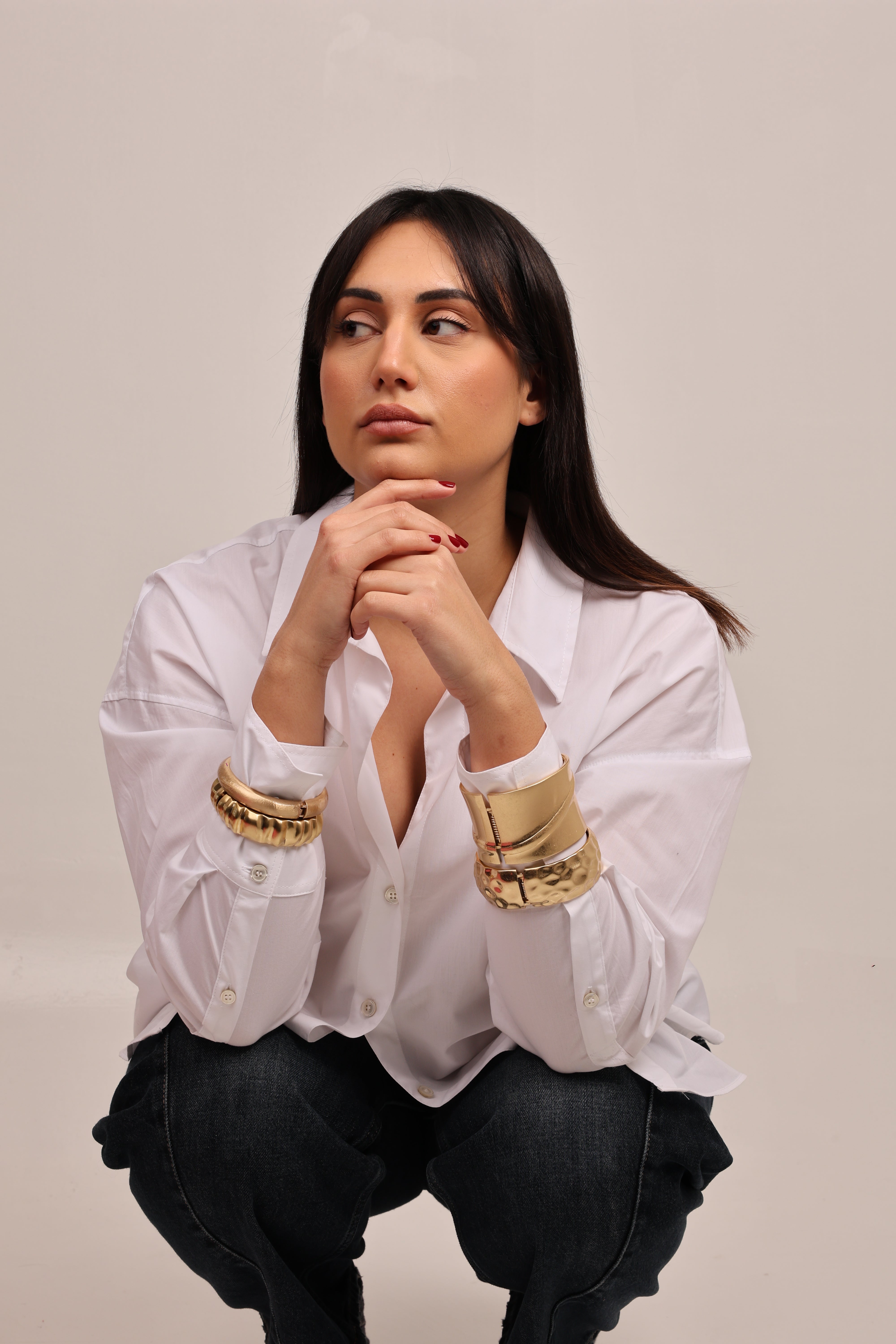 Bracciale Dino oro rigido elegante donna Dudù Bijoux Aversa Indossato